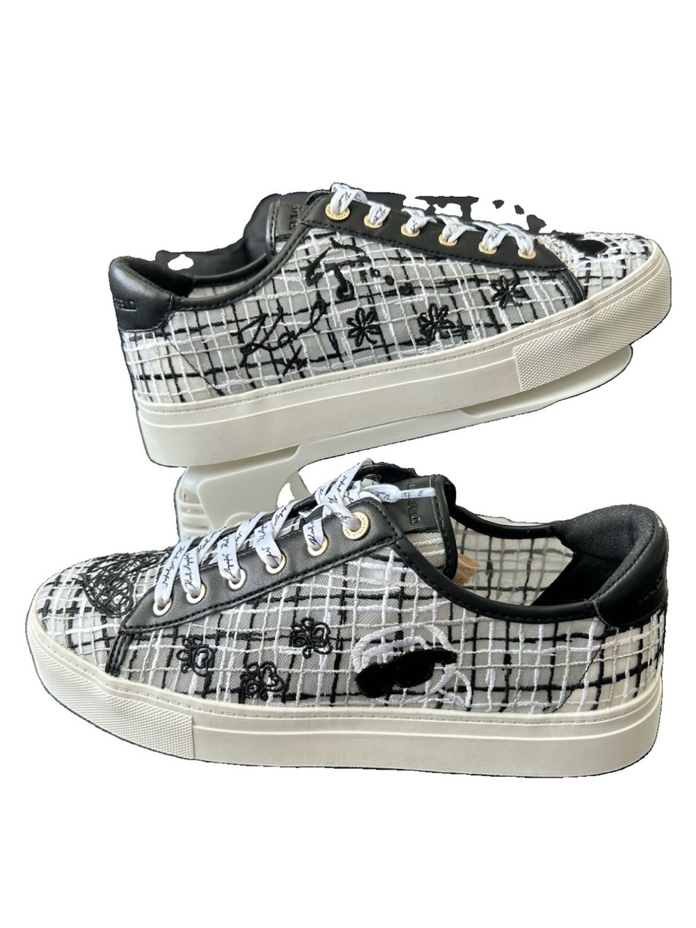 Karl Lagerfeld Paris cate whimsy embroidered mesh Lace-Up Women's Sneakers